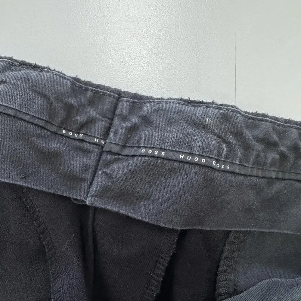 BOSS Hugo Boss Pants‎ Mens Medium Black Pleated Dress Trousers Cuffed Chino
